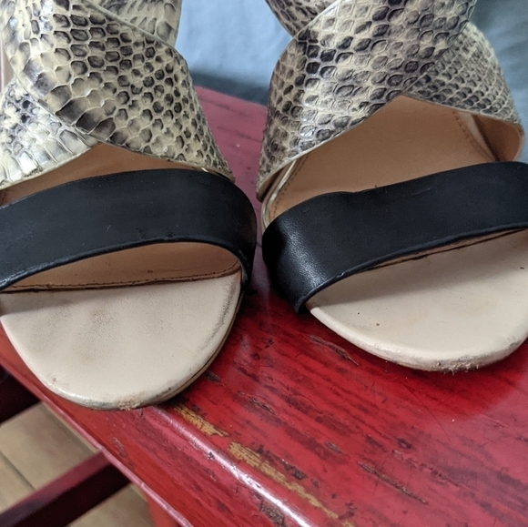 BADGLEY Mischka Strapy Multi Leather Pumps 8.5 Snakeskin - Picture 5 of 10